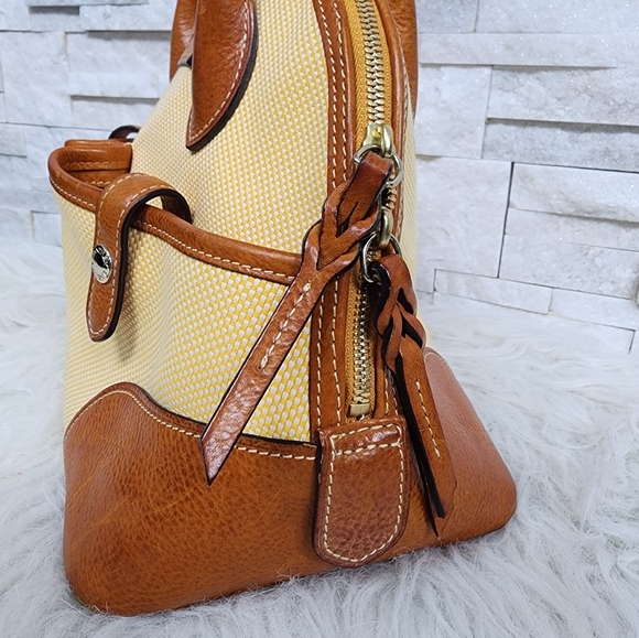Canvas and Leather Double Zipper Satchel - Picture 8 of 16